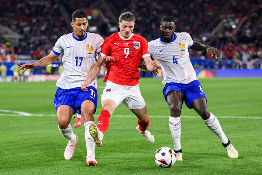 William Saliba and Dayot Upamecano of France against Marcel