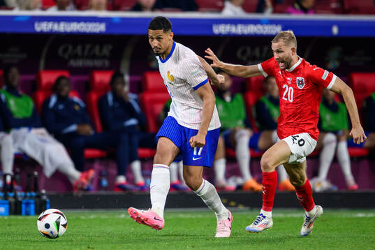 William Saliba of France and Konrad Laimer of Austria