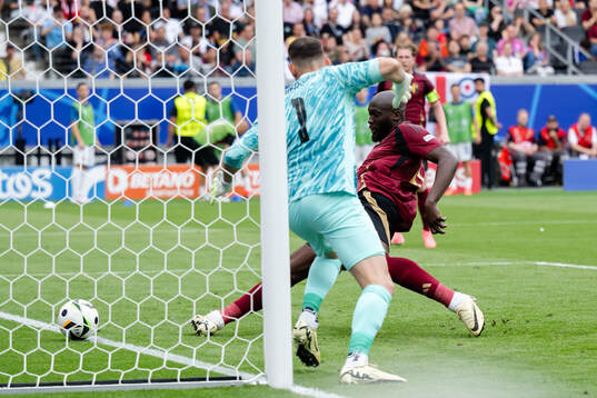 Romelu Lukaku of Belgium scores a goal that was later