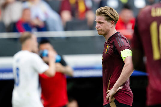 Kevin De Bruyne of Belgium looks dejected