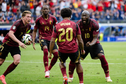 Kevin De Bruyne, Ikoma-Lois Openda and Romelu Lukaku of
