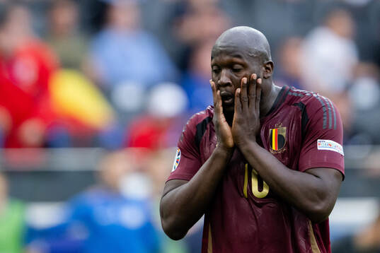 Romelu Lukaku of Belgium looks dejected