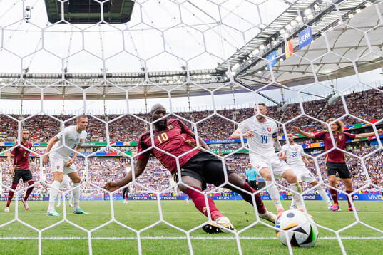 Romelu Lukaku of Belgium with a disallowed goal