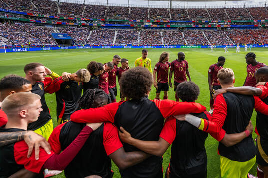 Players of Belgium gather