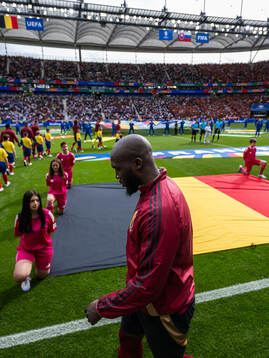 Romelu Lukaku of Belgium enters the pitch