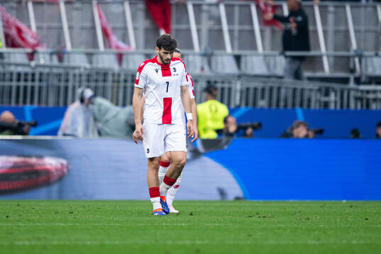 Khvicha Kvaratskhelia of Georgia looks dejected