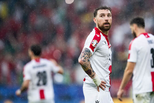 Guram Kashia of Georgia looks dejected