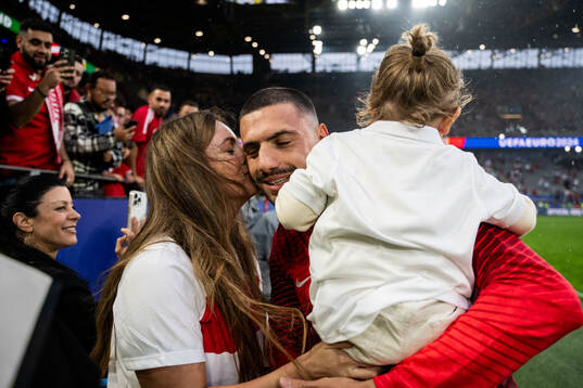 Merih Demiral of Türkiye with family