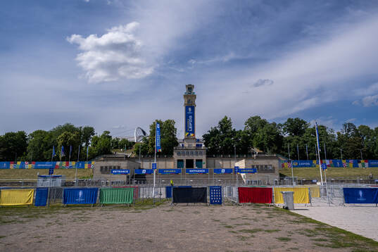 General view of an entrance at Leipzig Stadium