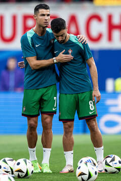 Cristiano Ronaldo and Bruno Fernandes of Portugal