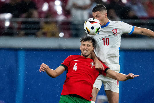 Ruben Dias of Portugal and Patrik Schick of Czech Republic