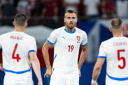 Tomas Chory of Czech Republic looks dejected