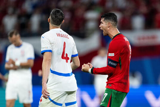 Robin Hranac of Czech Republic looks dejected and Cristiano
