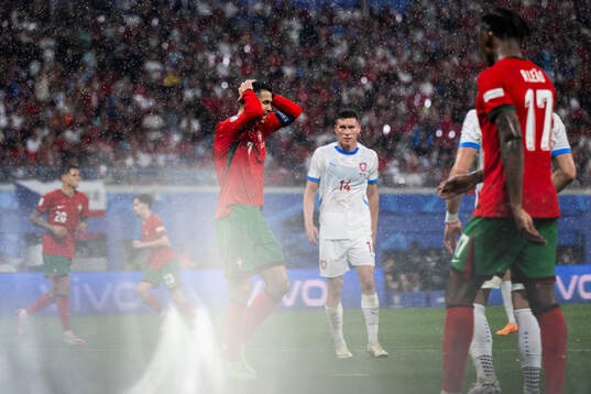 Cristiano Ronaldo of Portugal looks dejected