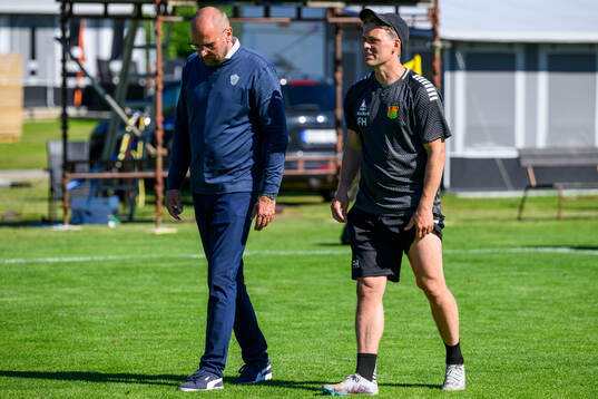 HalmstadsTränare Magnus Haglund och GAIS  tränare Fredrik