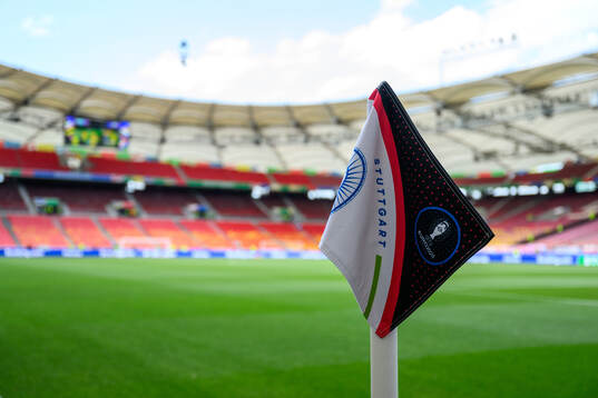 A corner flag with the UEFA Euro 2024 logotype