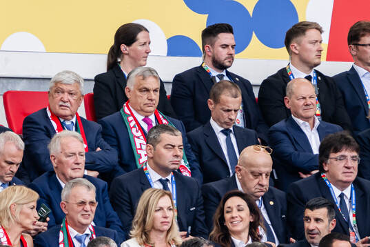 Viktor Orban, Prime Minister of Hungary in the stands