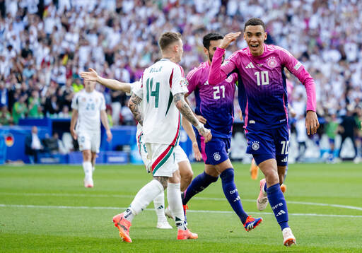 Jamal Musiala of Germany celebrates the 1-0 goal