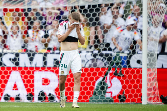 Marton Dardai of Hungary looks dejected