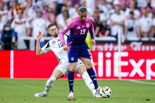 Zsolt Nagy of Hungary and Leroy Sane of Germany