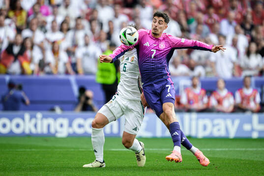 Willi Orban of Hungary against Kai Havertz of Germany
