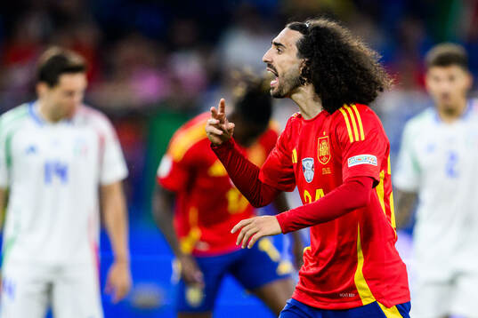 Marc Cucurella of Spain reacts