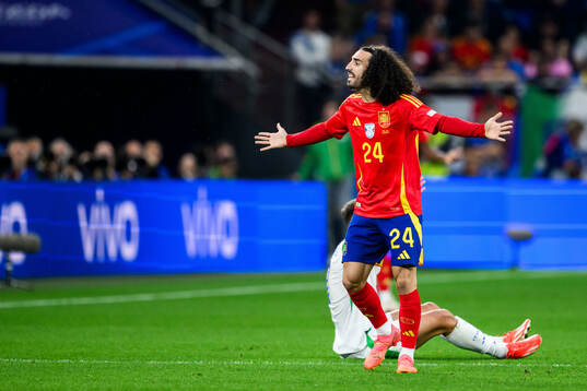 Marc Cucurella of Spain reacts
