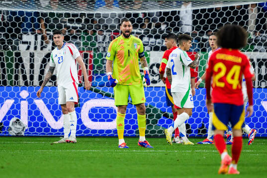 Goalkeeper Gianluigi Donnarumma of Italy reacts