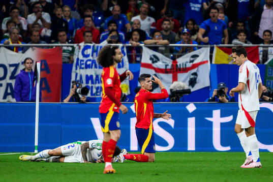 Alvaro Morata of Spain reacts
