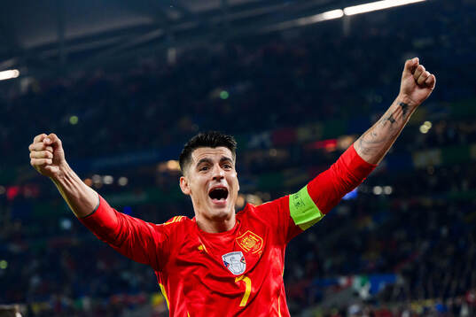 Alvaro Morata of Spain celebrates