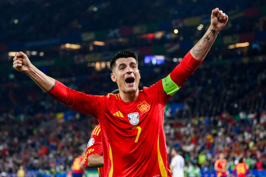 Alvaro Morata of Spain celebrates