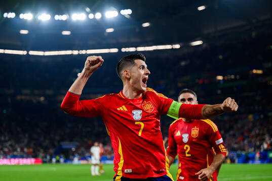 Alvaro Morata of Spain celebrates