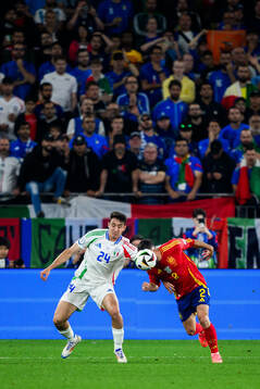 Andrea Cambiaso of Italy and Daniel Carvajal of Spain