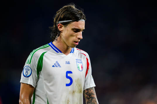 Riccardo Calafiori of Italy looks dejected