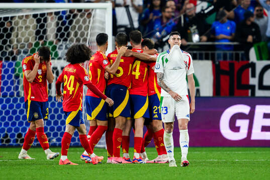 Federico Dimarco of Italy looks dejected