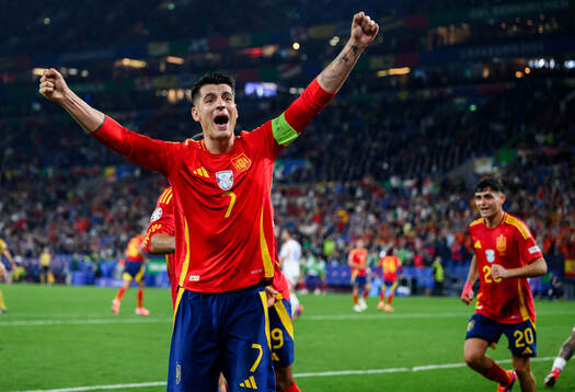 Alvaro Morata of Spain celebrates