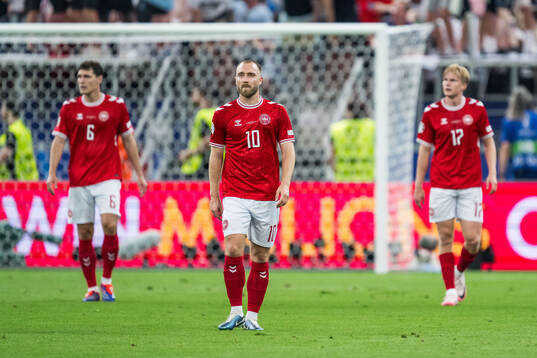 Christian Eriksen of Denmark looks dejected
