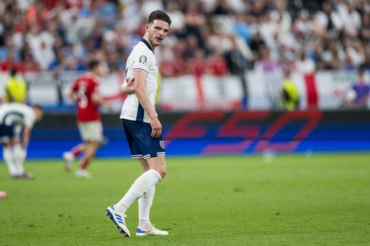 Declan Rice of England looks dejected