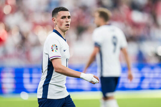 Phil Foden of England looks dejected