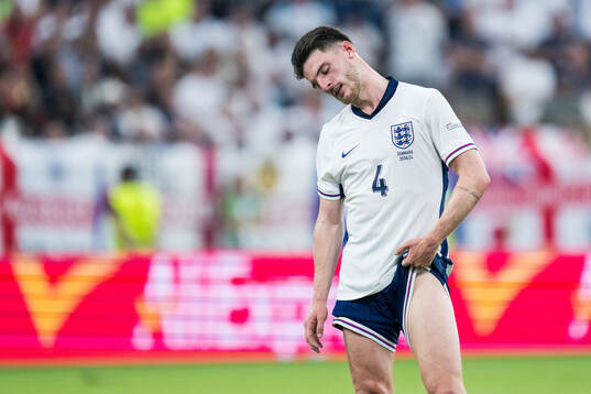 Declan Rice of England looks dejected