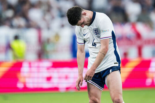 Declan Rice of England looks dejected
