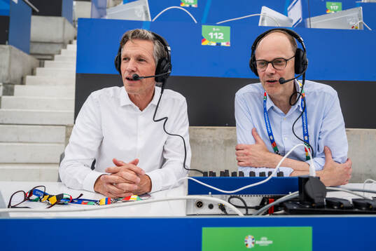 Jens Fjellström and Lasse Granqvist, commentators of