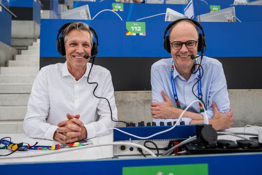 Jens Fjellström and Lasse Granqvist, commentators of
