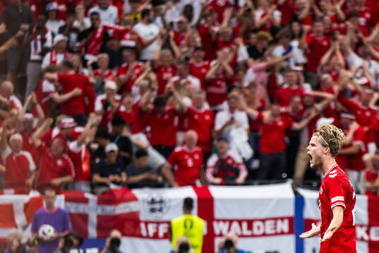 Morten Hjulmand of Denmark celebrates