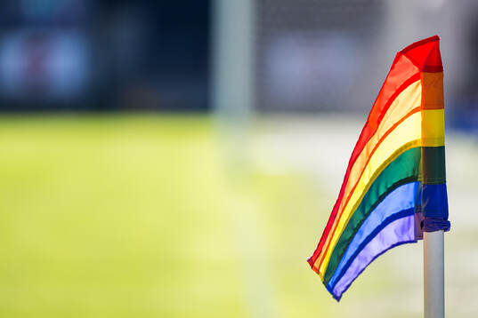 A rainbow flag at Lerkendal Stadion