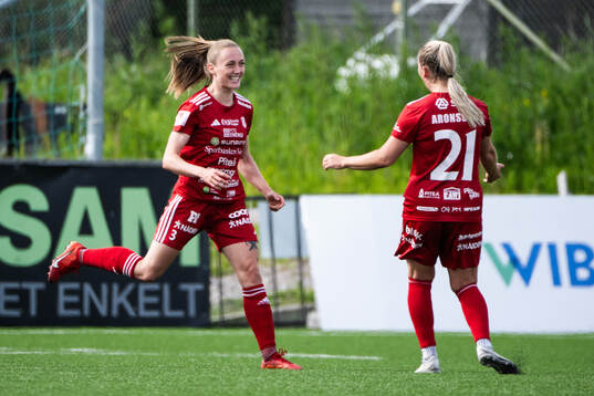 Piteås Ásla Johannesen och Ronja Aronsson jublar