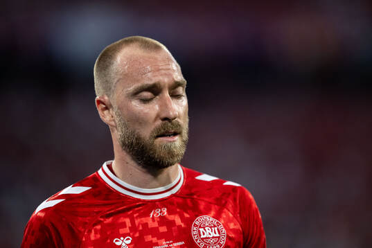 Christian Eriksen of Denmark looks dejected