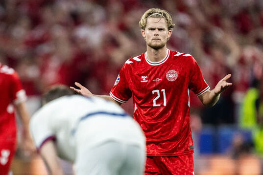 Morten Hjulmand of Denmark reacts