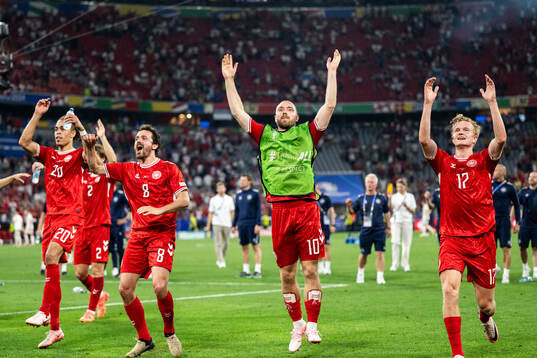 Yussuf Poulsen, Thomas Delaney, Christian Eriksen and