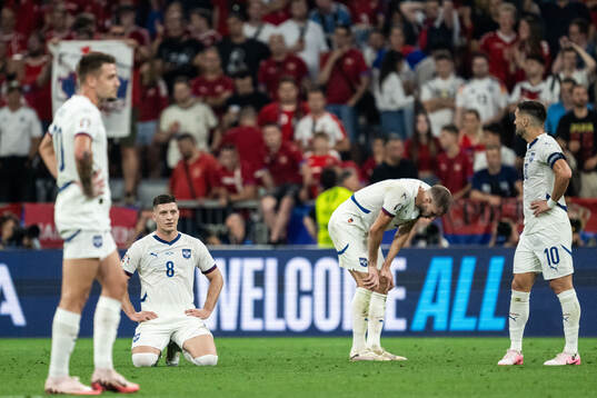 Luka Jovic of Serbia looks dejected